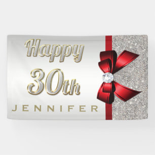 Silver Sequins Red Faux Bow 30th Birthday Spandoek