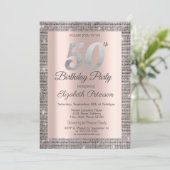 Silver Sequins Roos Gold 50e verjaardag Kaart (Staand voorkant)