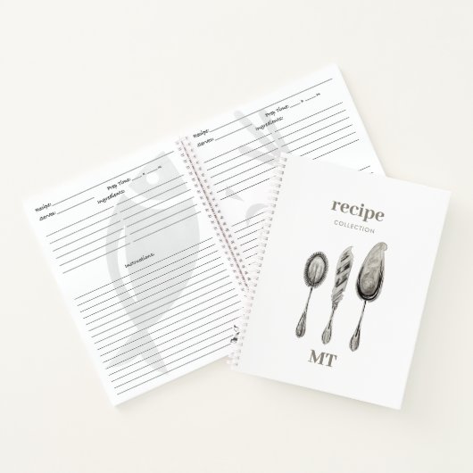 Silver Serving Set White Recipe Monogram Notitieboek (Binnen)