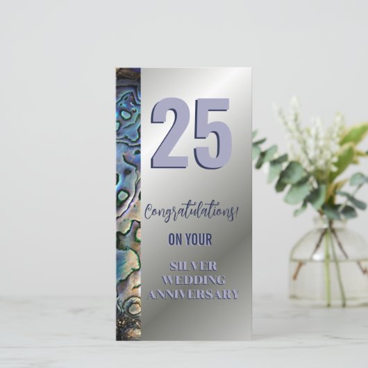 SILVER SHEEN & PAUA TRIM 25th Jubileum Kaart (Staand voorkant)