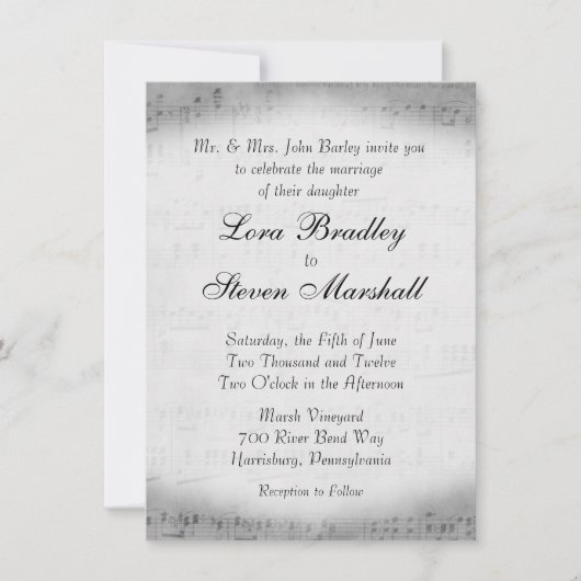 Silver Sheet Music Theme Weddenschap Kaart (Voorkant)