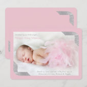 Silver Shimmer Corners Foto Pk Birth Announding Aankondiging (Voorkant / Achterkant)
