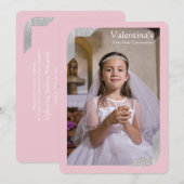 Silver Shimmer Corners Foto Pk First Communie Kaart (Voorkant / Achterkant)