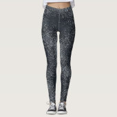 Silver Shimmer Dust Pattern – Elegant Metallic  Leggings (Voorkant)