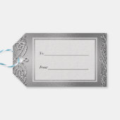 Silver Shimmer Glitter Sjabloon Achtergrond Cadeaulabel (Achterkant Horizontaal)