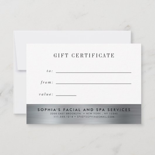 Silver Shimmer Marble Gift Certificate (Achterkant)