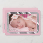 Silver Shimmer Photo Faire-part de naissance rose (Devant / Derrière)