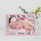 Silver Shimmer Photo Faire-part de naissance rose (Debout devant)