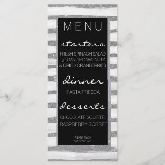Silver Shimmer Stripe Wedding Menu