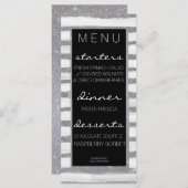 Silver Shimmer Stripe Wedding Menu (Voorkant / Achterkant)