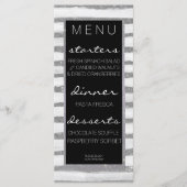 Silver Shimmer Stripe Wedding Menu (Voorkant)
