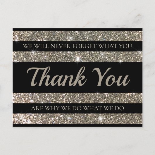 Silver Shimmer Stripes Client Gratitude Carte Post (Devant)