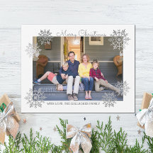 Silver Shimmering Chic Snowflake Holiday Foto