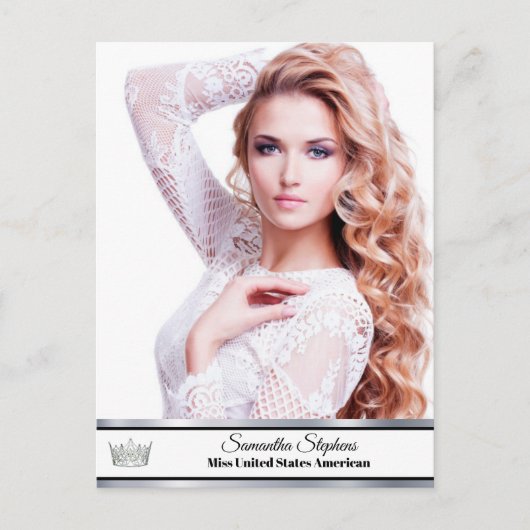 Silver Shine Custom Pageant Promo Kaart Briefkaart (Voorkant)