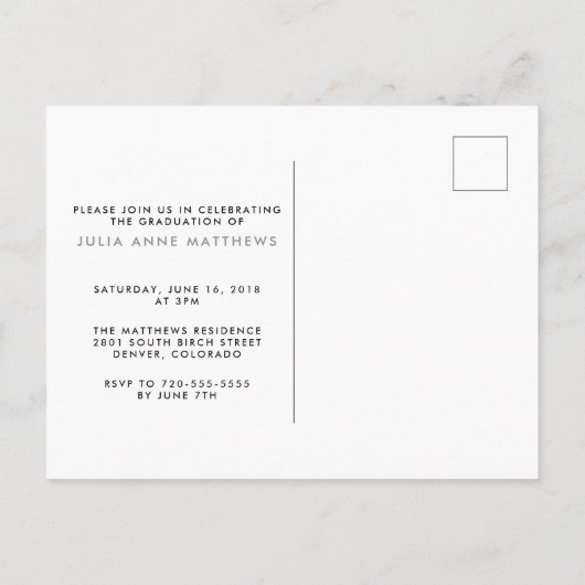 Silver Shine Script Photo Afstuderen Briefkaart (Achterkant)