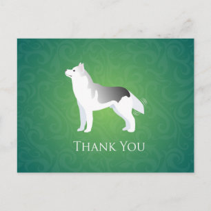 Silver Siberian Husky Dog Dank u Briefkaart