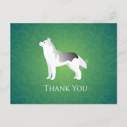 Silver Siberian Husky Dog Dank u Briefkaart (Voorkant)