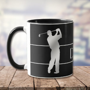 Silver Silhouette Golfer Monogram Mok