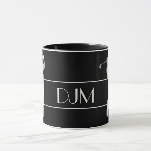 Silver Silhouette Golfer Monogram Mok (Midden)