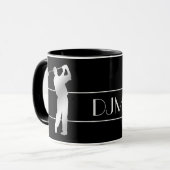 Silver Silhouette Golfer Monogram Mok (Voorkant links)