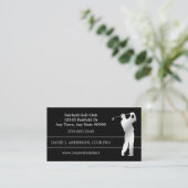 Silver Silhouette Golfer op Black Visitekaartje (Staand voorkant)