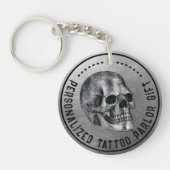 Silver Skull Cool Gothic Fidelity Tattoo Parlor Sleutelhanger (Voorkant)