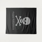 Silver Skull & Crossbones Halloween Achtergrond Wandkleed (Voorkant (horizontaal))