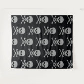 Silver Skull & Crossbones Halloween Achtergrond Wandkleed (Voorkant (horizontaal))