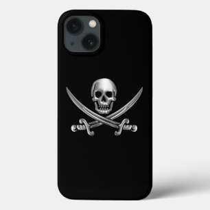 Silver Skull en Crossed Swords iPhone 13 Hoesje