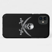 Silver Skull en Crossed Swords Case-Mate iPhone Case (Achterkant (horizontaal))