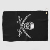 Silver Skull en Crossed Swords Golfhanddoek (Horizontaal)