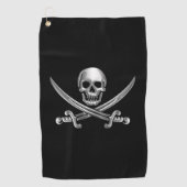 Silver Skull en Crossed Swords Golfhanddoek (Voorkant)