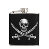 Silver Skull en Crossed Swords Heupfles (Voorkant)