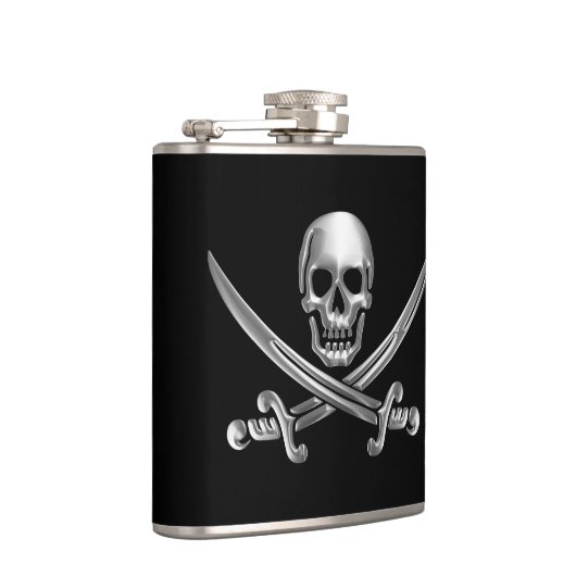 Silver Skull en Crossed Swords Heupfles (Rechts)