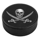 Silver Skull en Crossed Swords Hockey Puck (3/4)