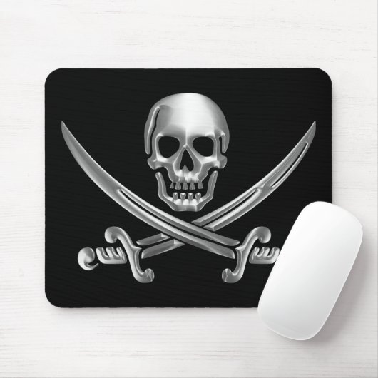 Silver Skull en Crossed Swords Muismat (Met muis)