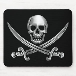 Silver Skull en Crossed Swords Muismat