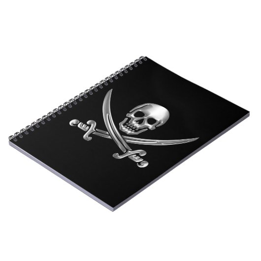 Silver Skull en Crossed Swords Notitieboek (Linkerzijde)