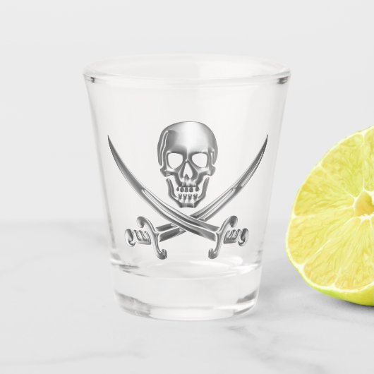 Silver Skull en Crossed Swords Shot Glas (Voorkant)