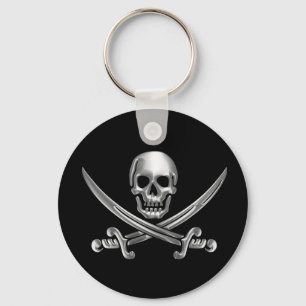 Silver Skull en Crossed Swords Sleutelhanger