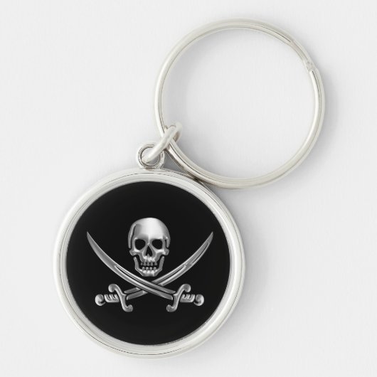 Silver Skull en Crossed Swords Sleutelhanger (Voorkant)