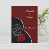 Silver Skull en Rozen Modern Gothic Wedding Save The Date (Staand voorkant)