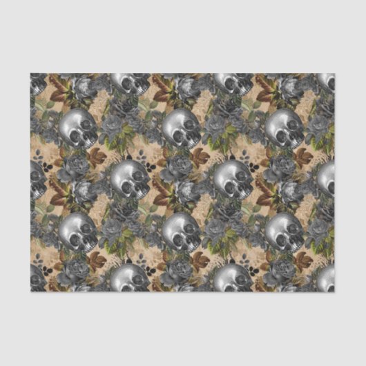 Silver Skulls en Rozen Pattern Tissuepapier (Voorkant)