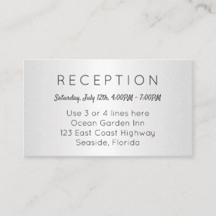 Silver Small Reception Cards Venue Address Informatiekaartje