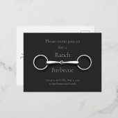 Silver Snaffle Bit Elegant Equestrian Folie Uitnodiging Briefkaart (Voorkant / Achterkant)