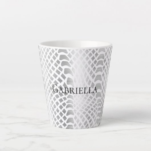 Silver Snake Print Latte Mok (Voorkant)