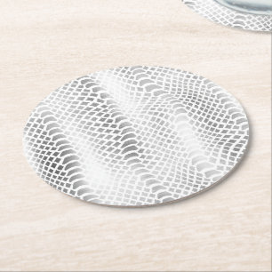 Silver Snake Print Ronde Kartonnen Onderzetter