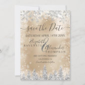 Silver Snow Pine Gold folie Christmas save the dat Date (Voorkant)