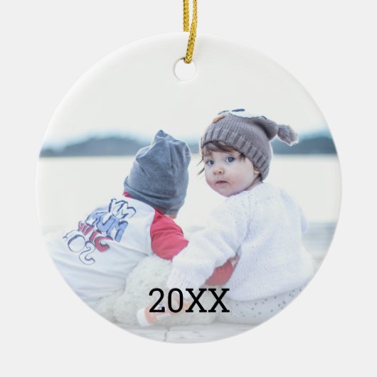 Silver Snowflake 2 Sided Photo Kerstmis Keramisch Ornament (Voorkant)