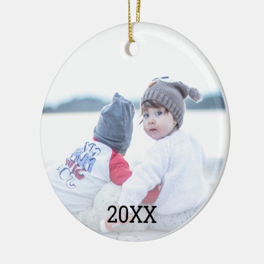 Silver Snowflake 2 Sided Photo Kerstmis Keramisch Ornament (Links)